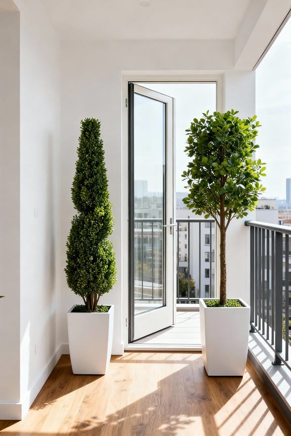balcony divider faux trees