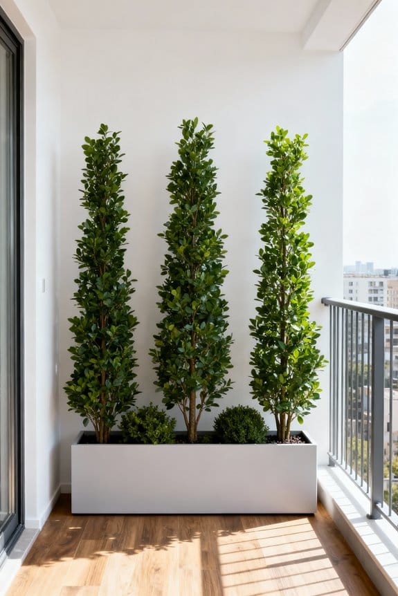faux privacy trees balcony