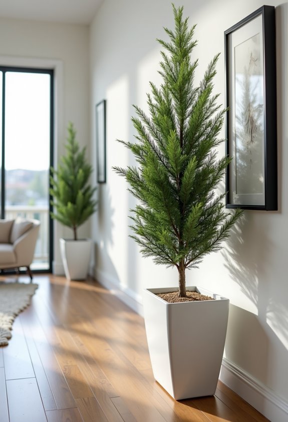 narrow cedar faux trees
