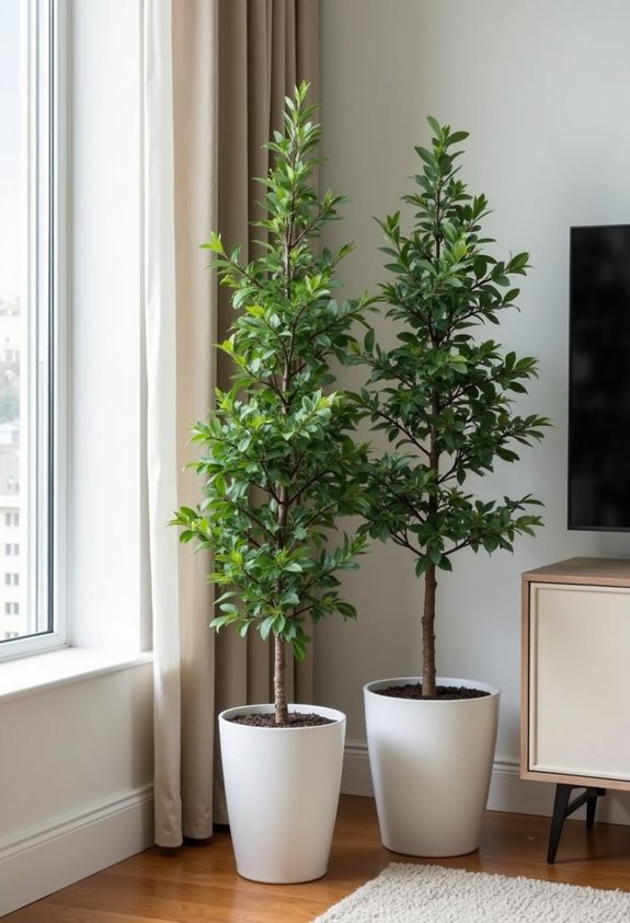 narrow trees for gardens