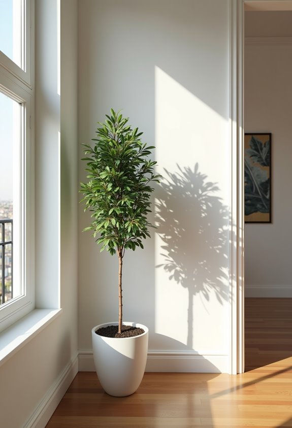 repotting slim indoor tree