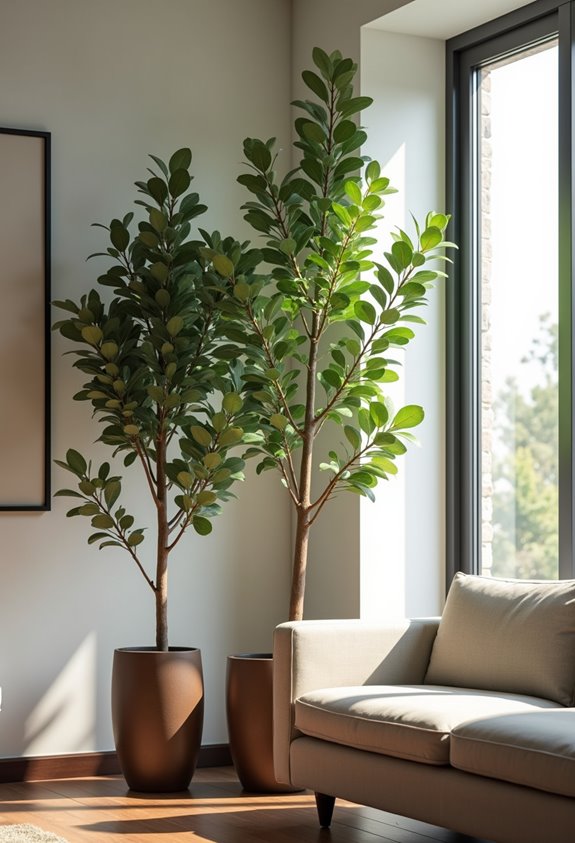 slim trees enhance mid century modern