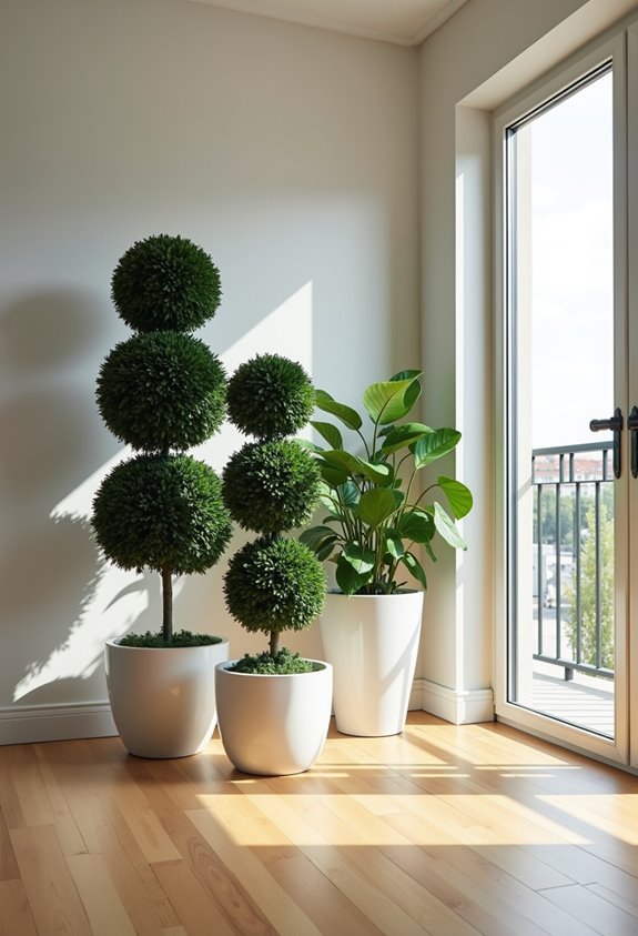 topiary and natural trees